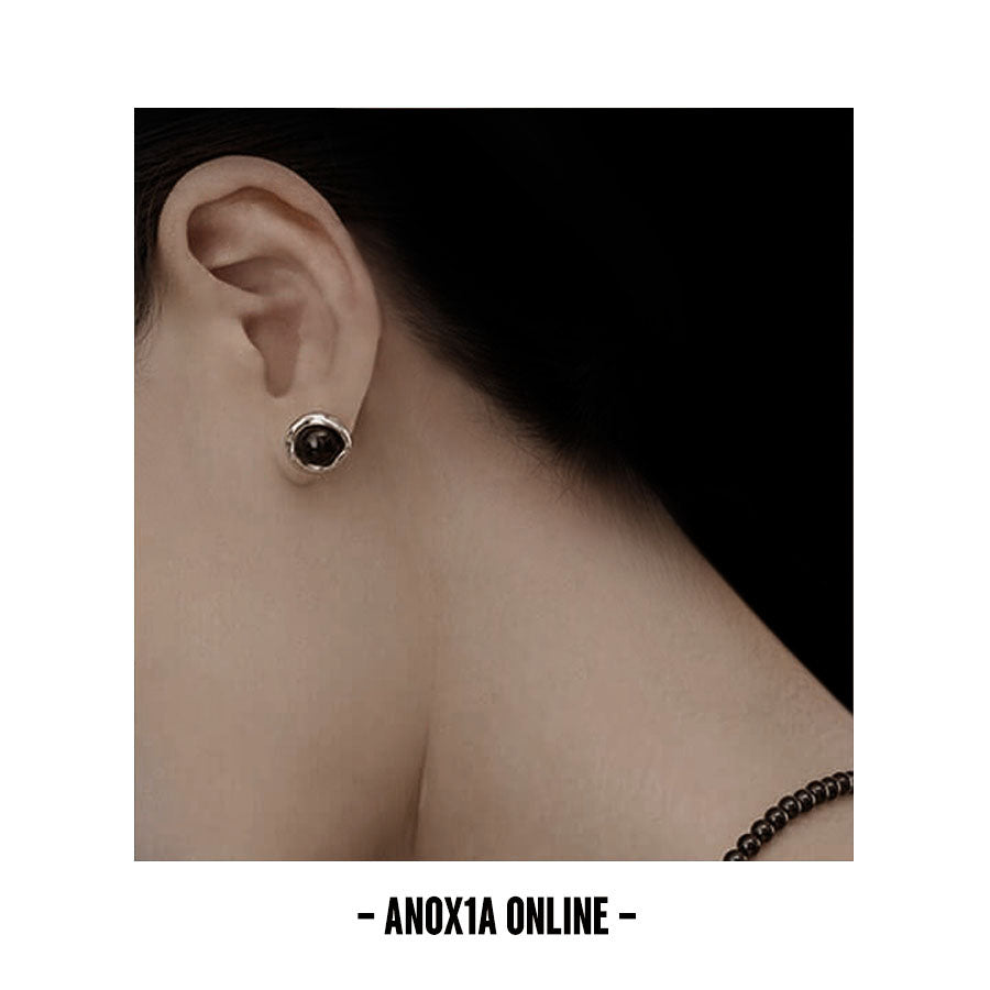 Unisex Minimalist Black Agate Jewelry Set: