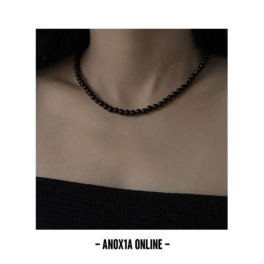 Unisex Minimalist Black Agate Jewelry Set: