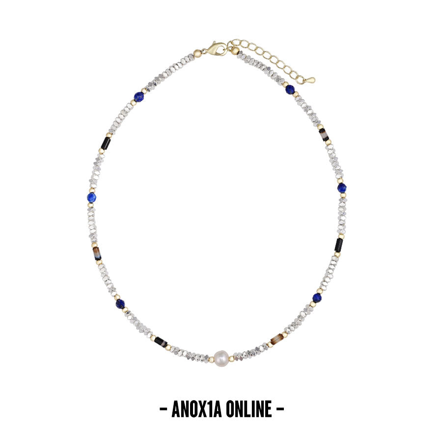 Lapis Citrine & Freshwater Pearl Layered Necklace Set