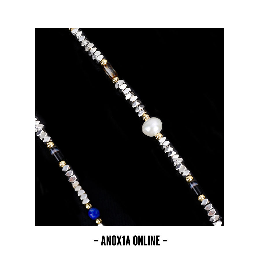 Lapis Citrine & Freshwater Pearl Layered Necklace Set