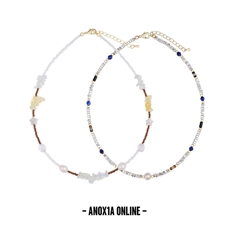 Lapis Citrine & Freshwater Pearl Layered Necklace Set