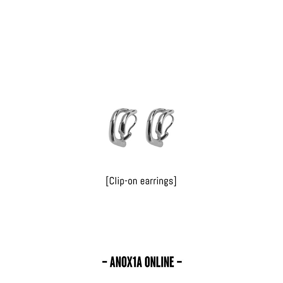 Modern Geometric Jewelry:Metal Line Clip-On Earrings -