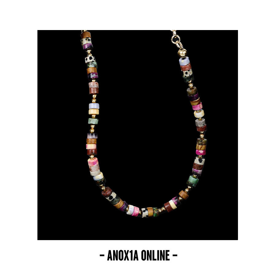 Natural Stone Layered Necklace Set | Bold Colors Timeless