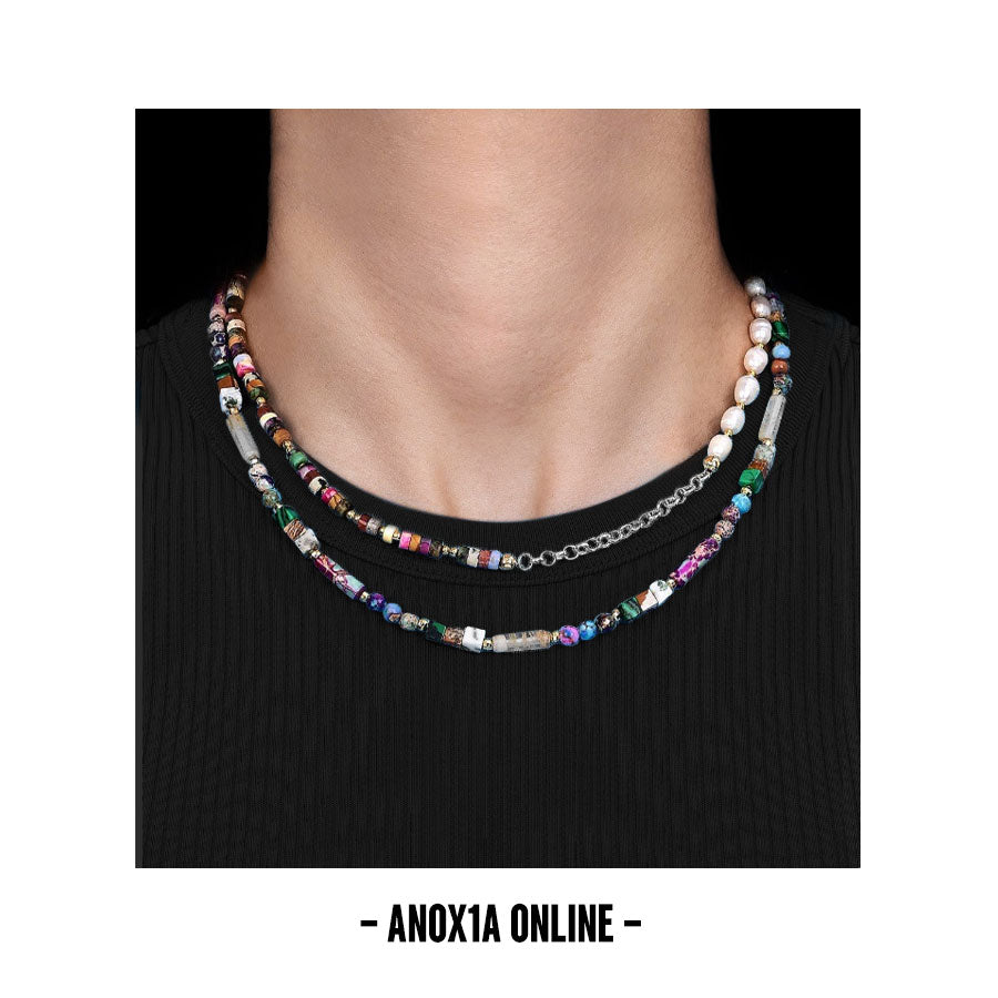 Natural Stone Layered Necklace Set | Bold Colors Timeless