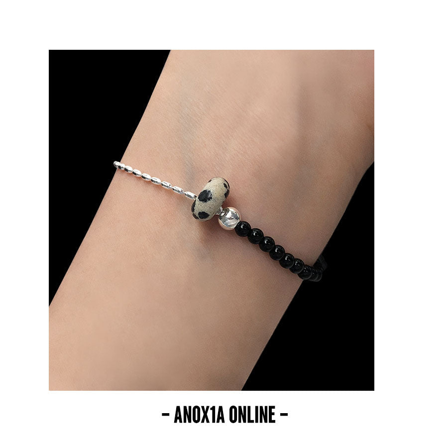 Unique Asymmetric Natural Stone Bead and Bracelet Earrings