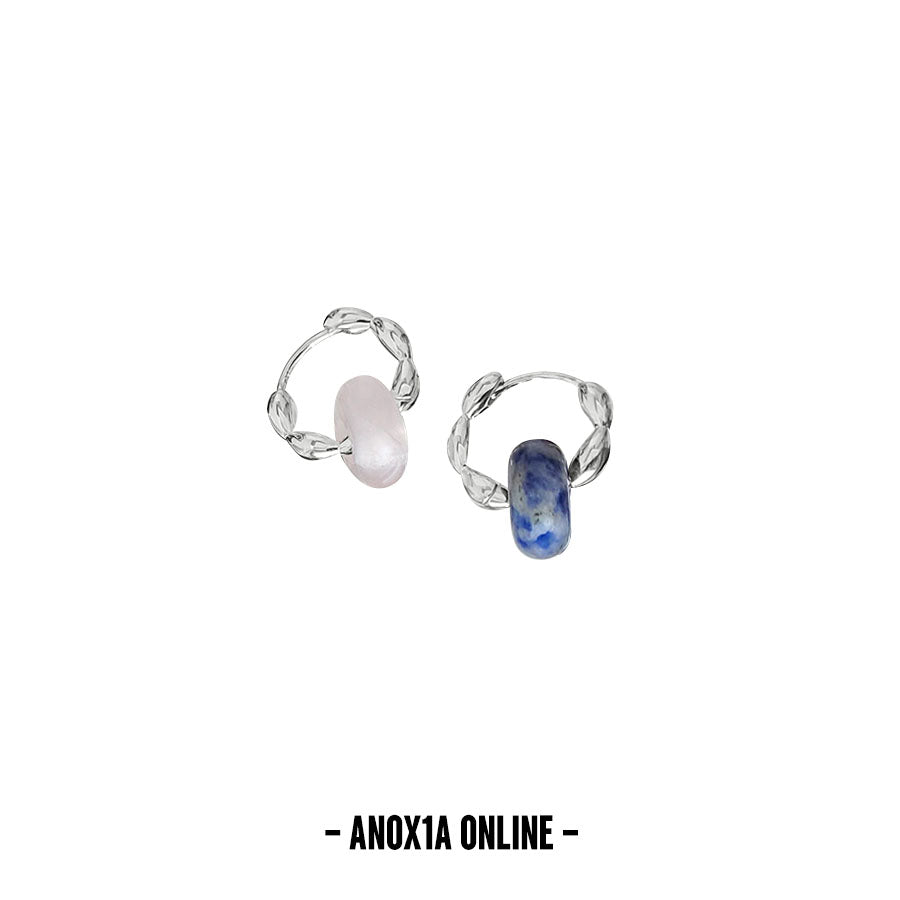 Unique Asymmetric Natural Stone Bead and Bracelet Earrings