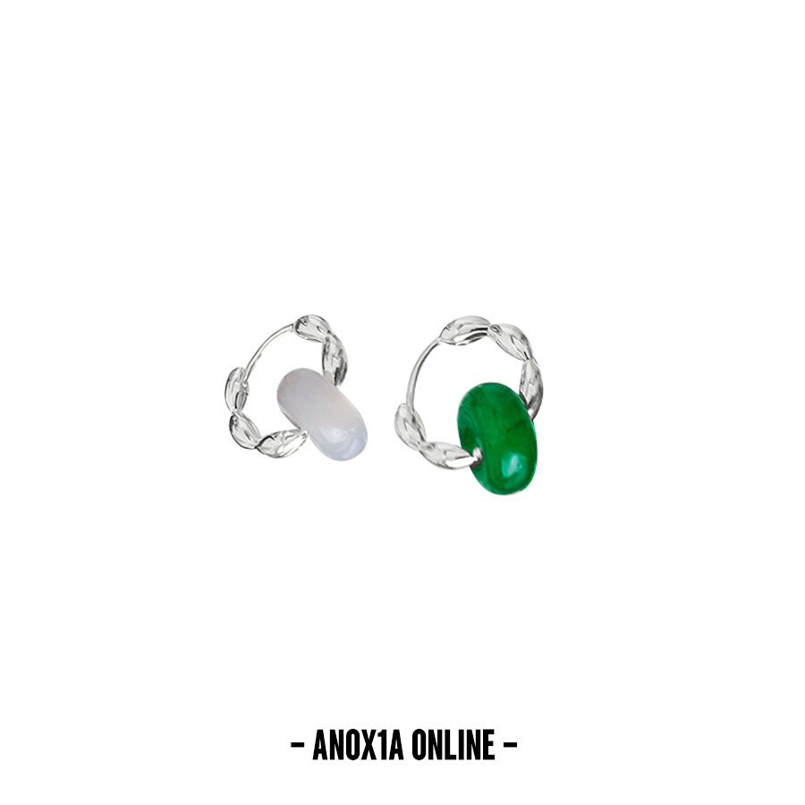 Unique Asymmetric Natural Stone Bead and Bracelet Earrings