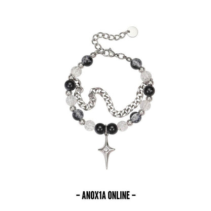 Unique Black Explosion Bead Necklace & Bracelet Set