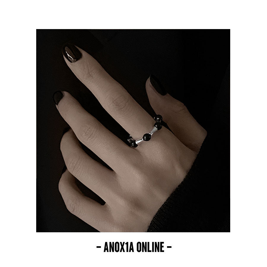 Unisex Minimalist Black Agate Jewelry Set: