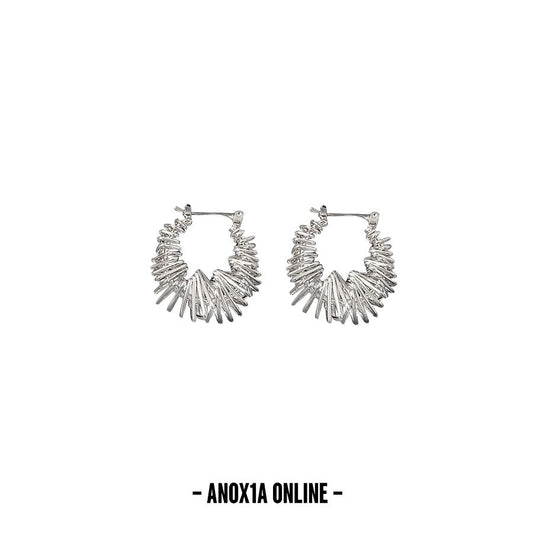 Avant-garde Metallic Silver Wave Earrings: Abstract Art