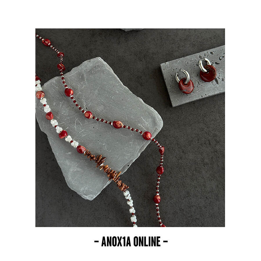 Bold & Chic Red Jewelry Set: Red Coral & Jasper