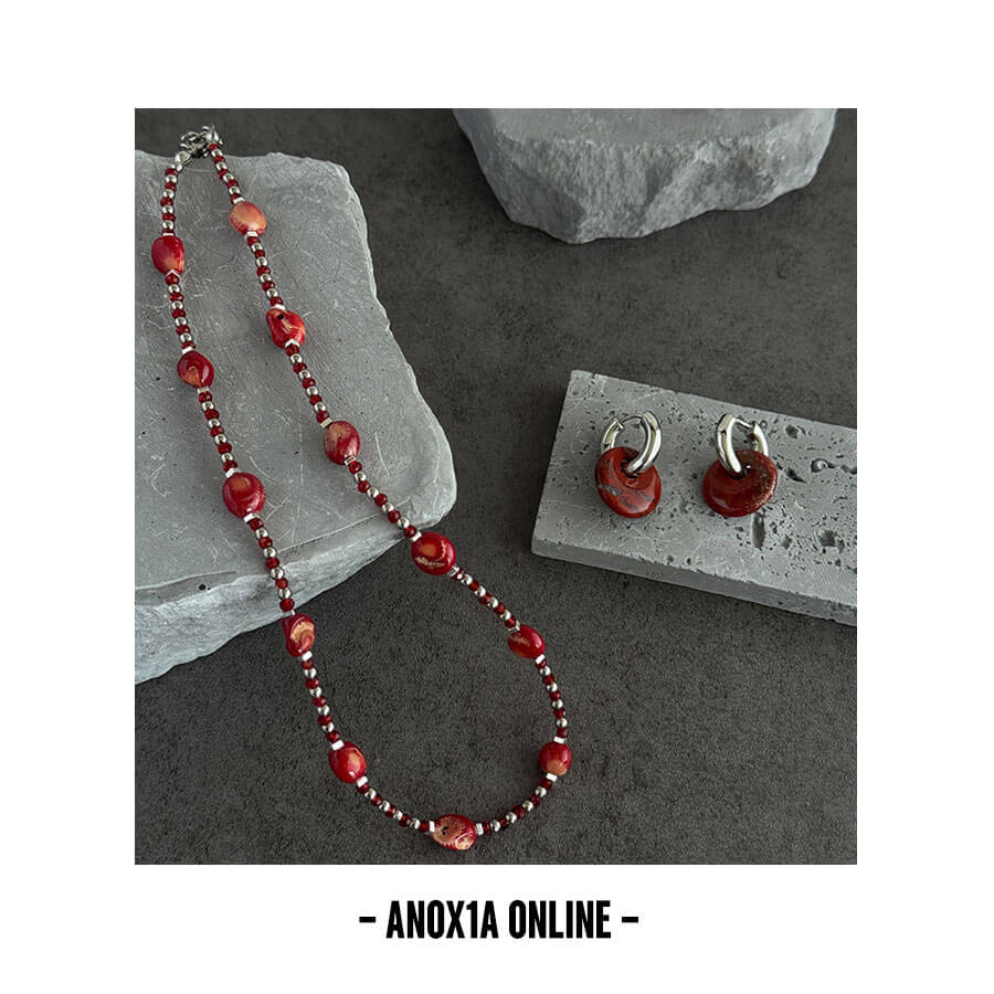 Bold & Chic Red Jewelry Set: Red Coral & Jasper