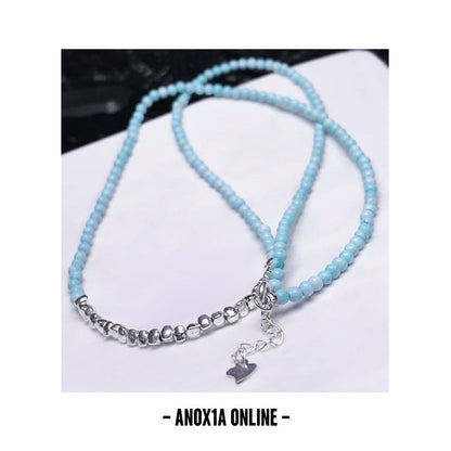 Chic Expression: Turquoise Beaded Necklace with S925 Silver