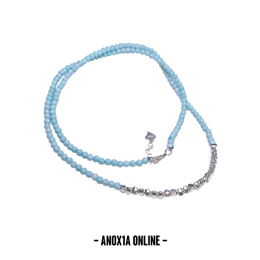 Chic Expression: Turquoise Beaded Necklace with S925 Silver