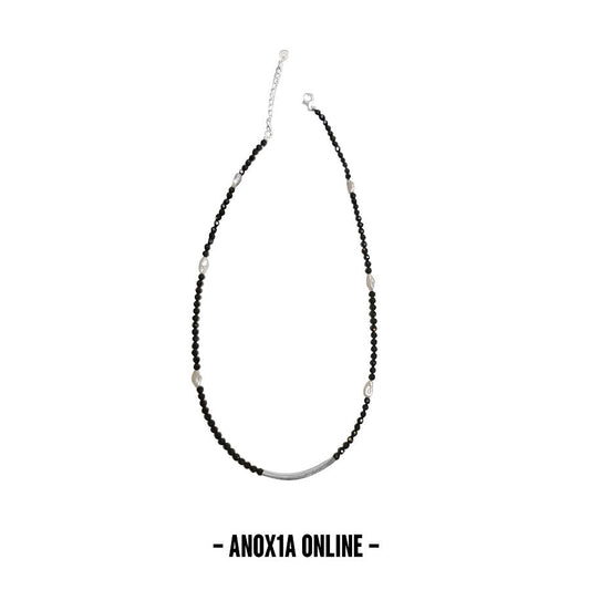 Cool Black Aesthetic: Black Tourmaline Beaded Necklace