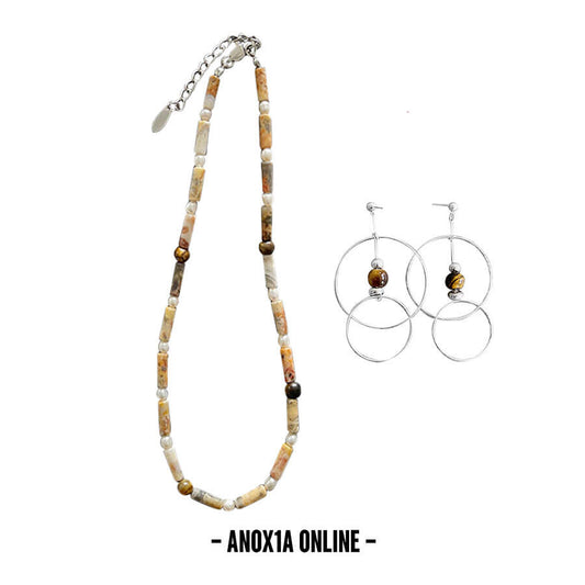 Earthy Elegance: Crazy Agate & Tiger’s Eye Necklace Set