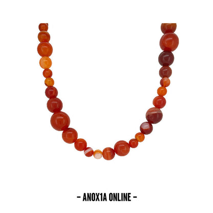 Elegant Red Agate Beaded Necklace – Timeless Symbol