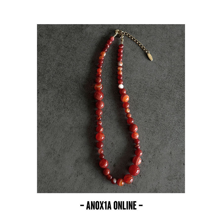 Elegant Red Agate Beaded Necklace – Timeless Symbol