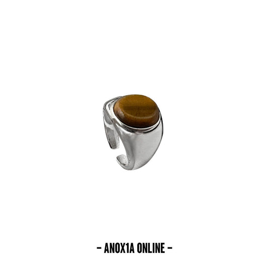 Exquisite S925 Silver Adjustable Ring with Tiger’s Eye