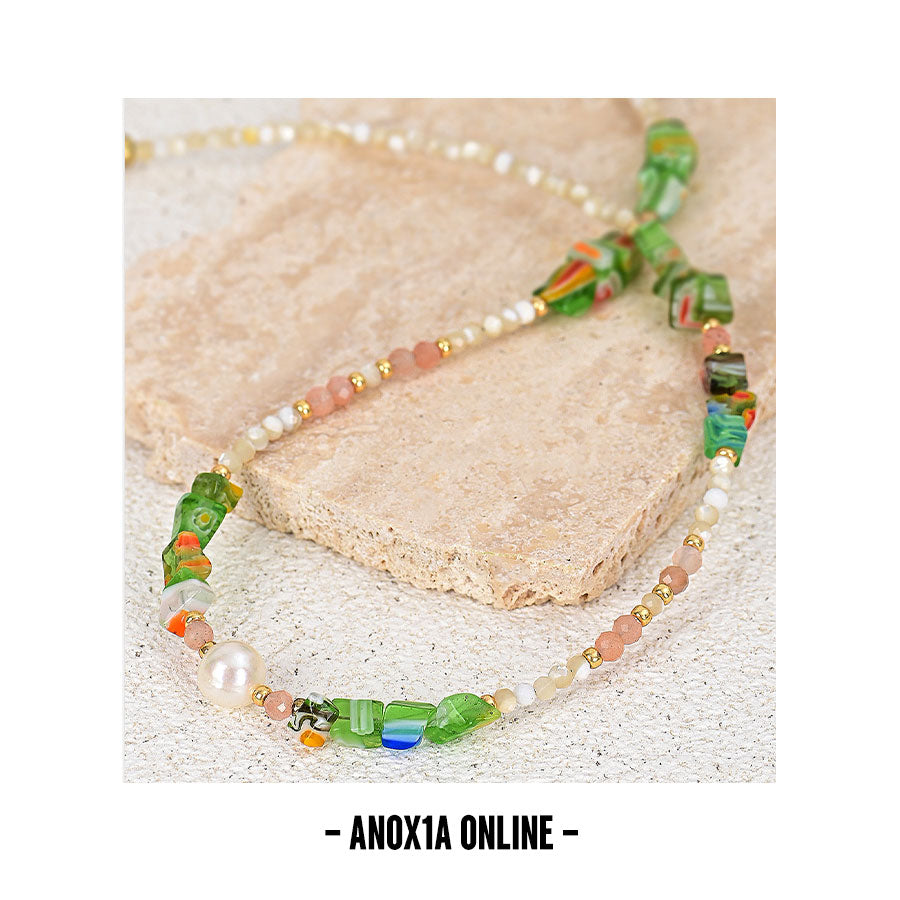 Fresh Green Layered Necklace Set | A Harmony of Nature