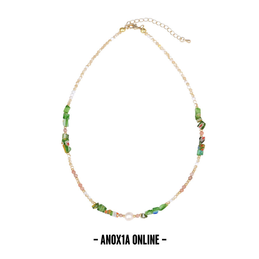 Fresh Green Layered Necklace Set | A Harmony of Nature