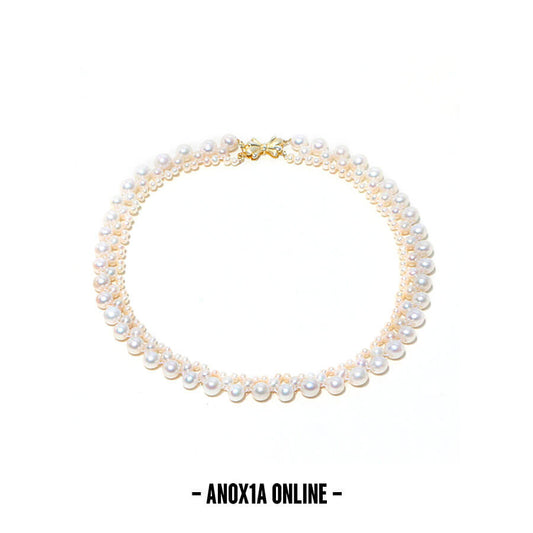Handcrafted Vintage Triple-Layer Pearl Choker Necklace: