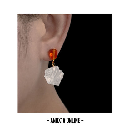 Irregular Square Crystal Pendant Earrings - Earring -