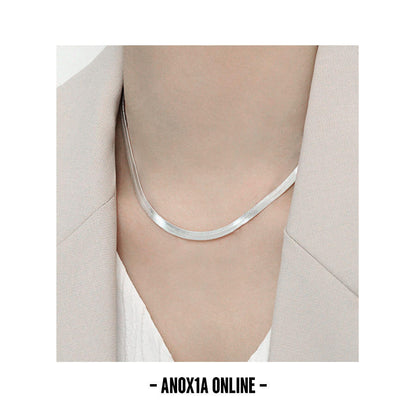 Minimalist S925 Sterling Silver Snake Bone Choker Necklace |