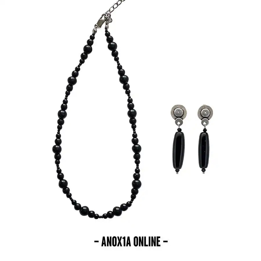 Modern Black Agate Jewelry Set – Bold Elegant