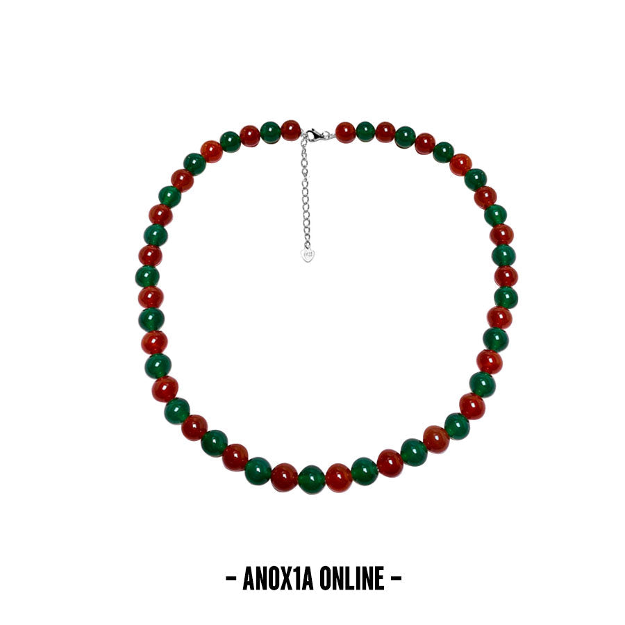 Nature’s Elegance: Unisex 8mm Red Agate & Chrysoprase Beaded