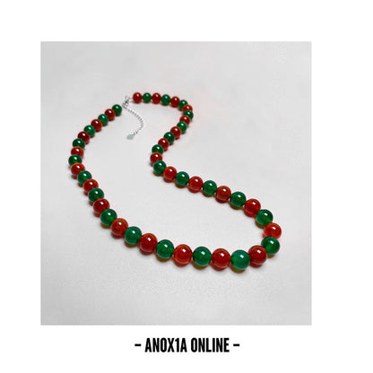 Nature’s Elegance: Unisex 8mm Red Agate & Chrysoprase Beaded