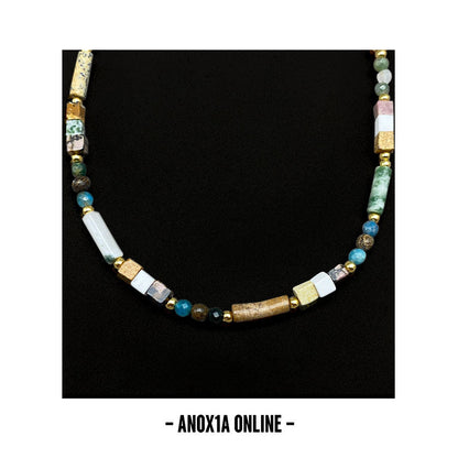 Rectangular Natural Stone Necklace: A Balance of Nature