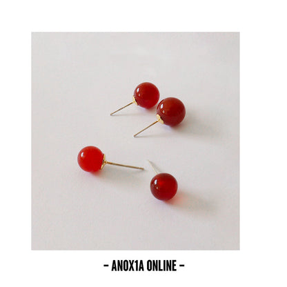 Red Agate Single Bead Stud Earrings set: a Perfect Blend