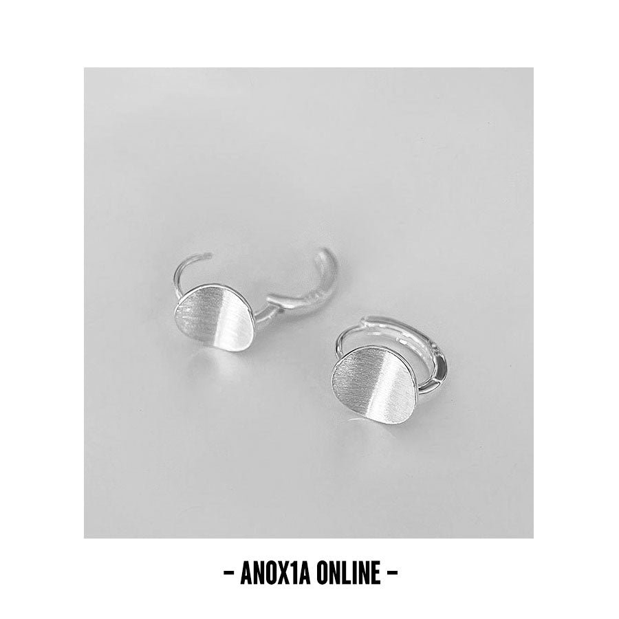 S925 Silver Hoop Earrings with Brushed Arc Design in Modern