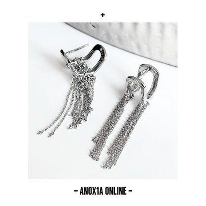 S952 Silver Tassel Earrings high-end style