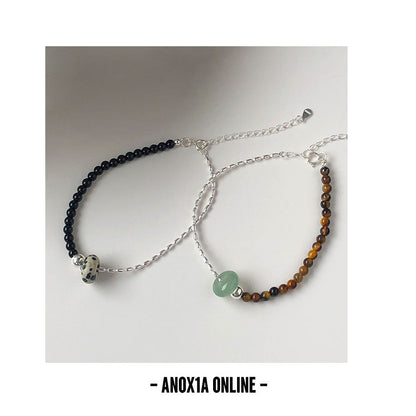 Unique Asymmetric Natural Stone Bead and Bracelet Earrings
