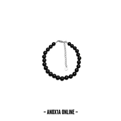 Unisex Minimalist Black Agate Jewelry Set: