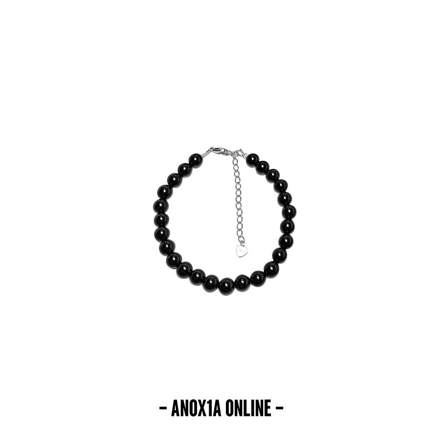 Unisex Minimalist Black Agate Jewelry Set: