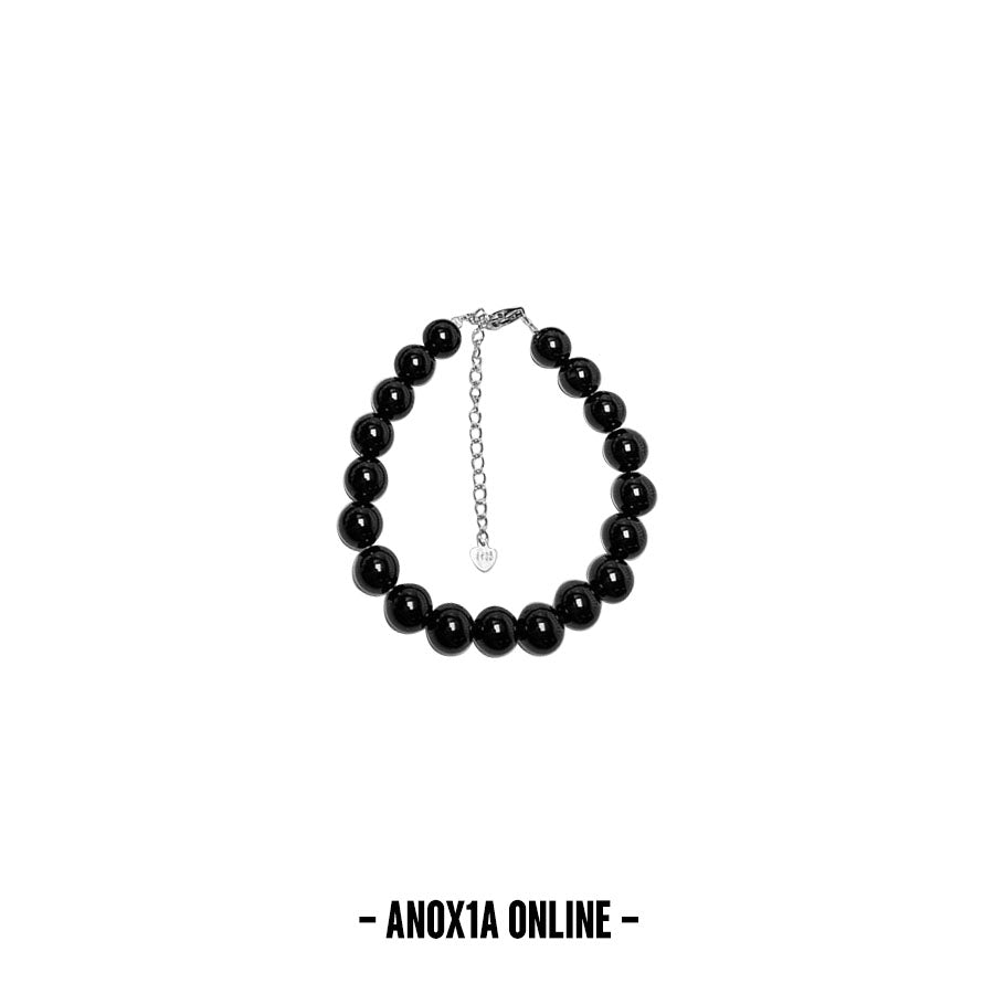 Unisex Minimalist Black Agate Jewelry Set: